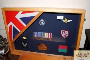 A framed group of miniature medals relating to the