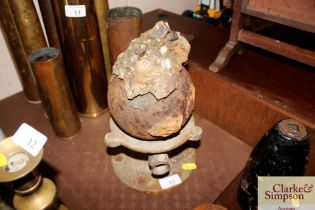 A 17th Century large cannon ball recovered from th