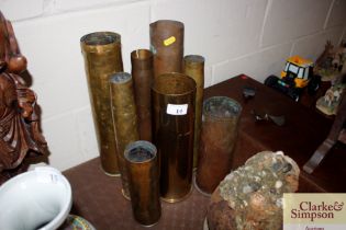 A WW1 and WW2 collection of brass shell cases