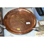 A Johnny Walker copper advertising tray