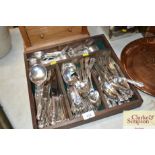 A cutlery tray and contents of "Kings" patterned c