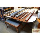 A mahogany D end twin pedestal dining table with o