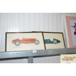 Two framed and glazed prints of an Alfa Romeo and