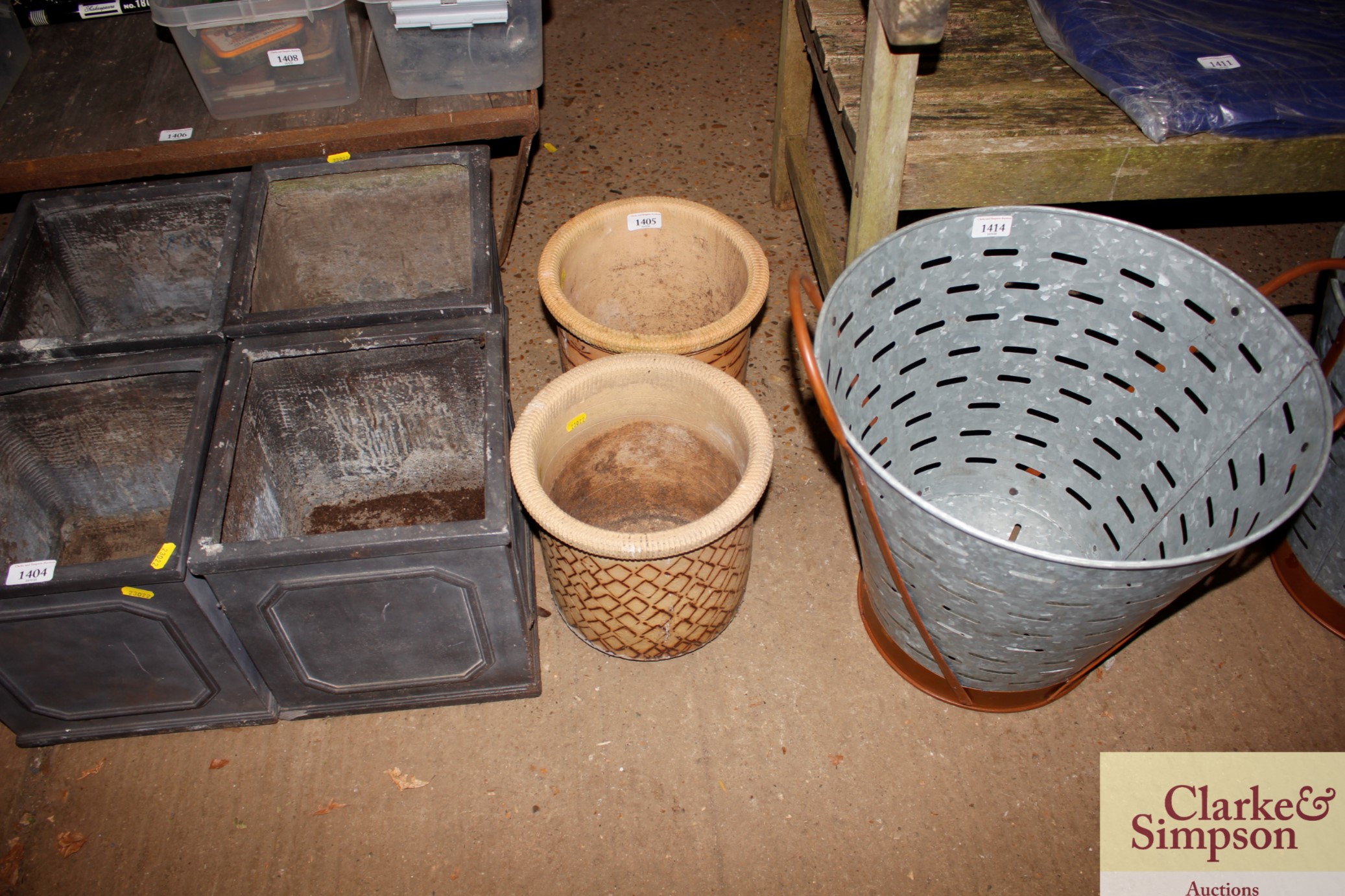 Two circular garden planters