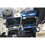 Two portable DVD players with carry bags