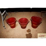 Three reproduction Coca Cola advertising buckets