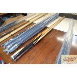 A bundle of snooker cues to include Jimmy White; E