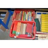 Two boxes containing stamps; books and annuals etc