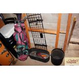 A car fitting pet guard, metal coal bucket, log ba