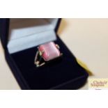 A 925 and pink stone set ring