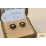 A pair of 9ct gold Trifari ear studs