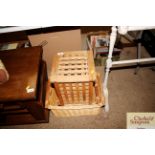 A wicker basket and a laundry box