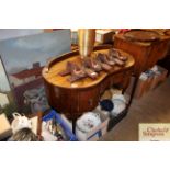 A walnut kidney shaped dressing table