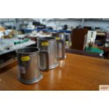 Three pewter tankards