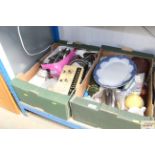 Two boxes containing various cutlery kitchenalia a