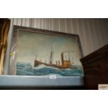G Murray, oil on board depicting a trawler
