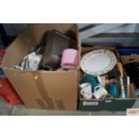 Two boxes of various sundry glass and china and ki