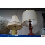 Two table lamps and shades