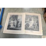 A pair of black and white prints depicting Gunhild