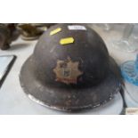 A Cornwall Fire Brigade tin helmet