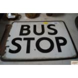 An enamel Bus Stop sign