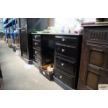 A grey and black painted dressing table