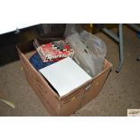 A box of motoring spares to include electrical tes