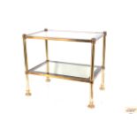 A brass and smoked glass two tier occasional table