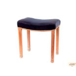 A 1953 Coronation stool in limed oak with blue vel