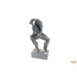A bronze abstract figure group, 46cm high