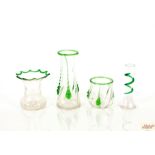 Four various Art Nouveau style green tinted glass vases