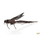 An unusual metal ware figure on an insect, 40cm lo