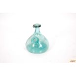 A Scandinavian blue glass carafe, decorated motif,