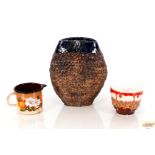 A large Studio Pottery ovoid vase decorated runnin