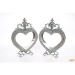 A pair of coppered heart shaped orangery lamps, 53