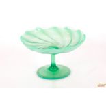A green tinted Murano style glass pedestal dish, 1