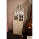 A white painted arched door mirror, 180cm x 57cm