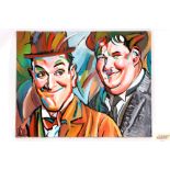 David Lee, "Laurel & Hardy" oil on canvas, unframe