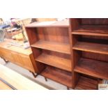 A Danish rosewood and crossbanded bookcase, two ad