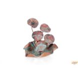 A copper leaf form centrepiece water feature, 32cm