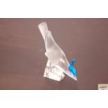 A French glass figure of a blue crested bird, 12.5