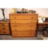 A Vanson teak chest, fitted five long drawers, 108