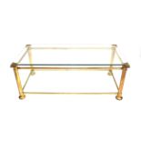 A heavy brass and plate two tier coffee table, 118
