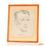 A framed male portrait on card by Haydn MacKey, "T