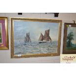 M. Clarke, oil painting depicting trawlers