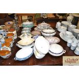 A quantity of 19th Century and later tureens etc.