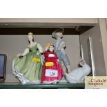 Two Nao figurines and a Royal Doulton figure "Vani