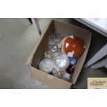 A box containing various glassware to include deca