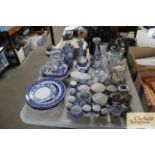 A quantity of blue and white china to include a pa