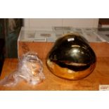 A ceiling light fitting with large gold coloured glass shade (new)